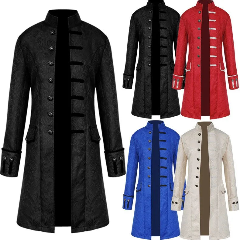 Men Steampunk Trench Coat / Shirt Vintage Prince Overcoat Medieval Renaissance Jacket Victorian Edwardian Cosplay Costume