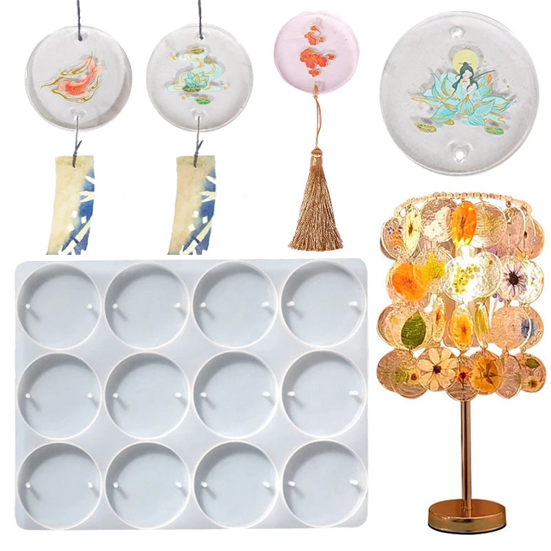 12 Even Round Guka Brand Drop Glue Mold Pendant Ornaments Silicone Mold Used for DIY Handmade