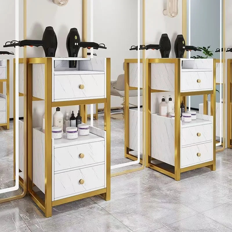Gold Salon Trolley with Removable Beauty Makeup Storage Latest Design Luxury Furniture Bedroom Hair Salon Living Room Kitchen