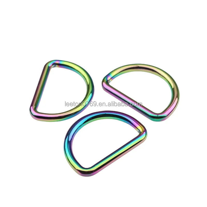 Stock Supply Good Quality 1.5inch 38 X 25 X 4.8 mm 1.0inch rainbow Colored Metal D Ring Buckle