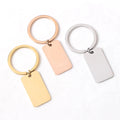 2023 Hot Sales Gold Plated  KeyChains Custom Logo Stainless Steel Square Key Chains