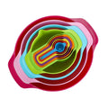Colorful Nested Mixing Bowl Set 10 Piece Includes Bowls Colander Strainer Sieve Measuring Cups Spoon for Home Kitchen Use