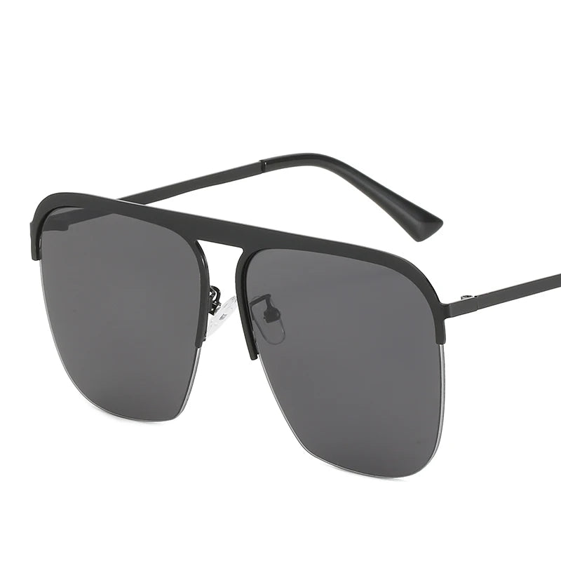 Fashion Half Frame Sunglasses Women Oversize Square Clear Yellow Shades Men UV400