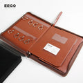 Vegan Office Business Custom Logo Zippered Pad Holder Document Organizer Folders Pu Leather File Portfolio Folio