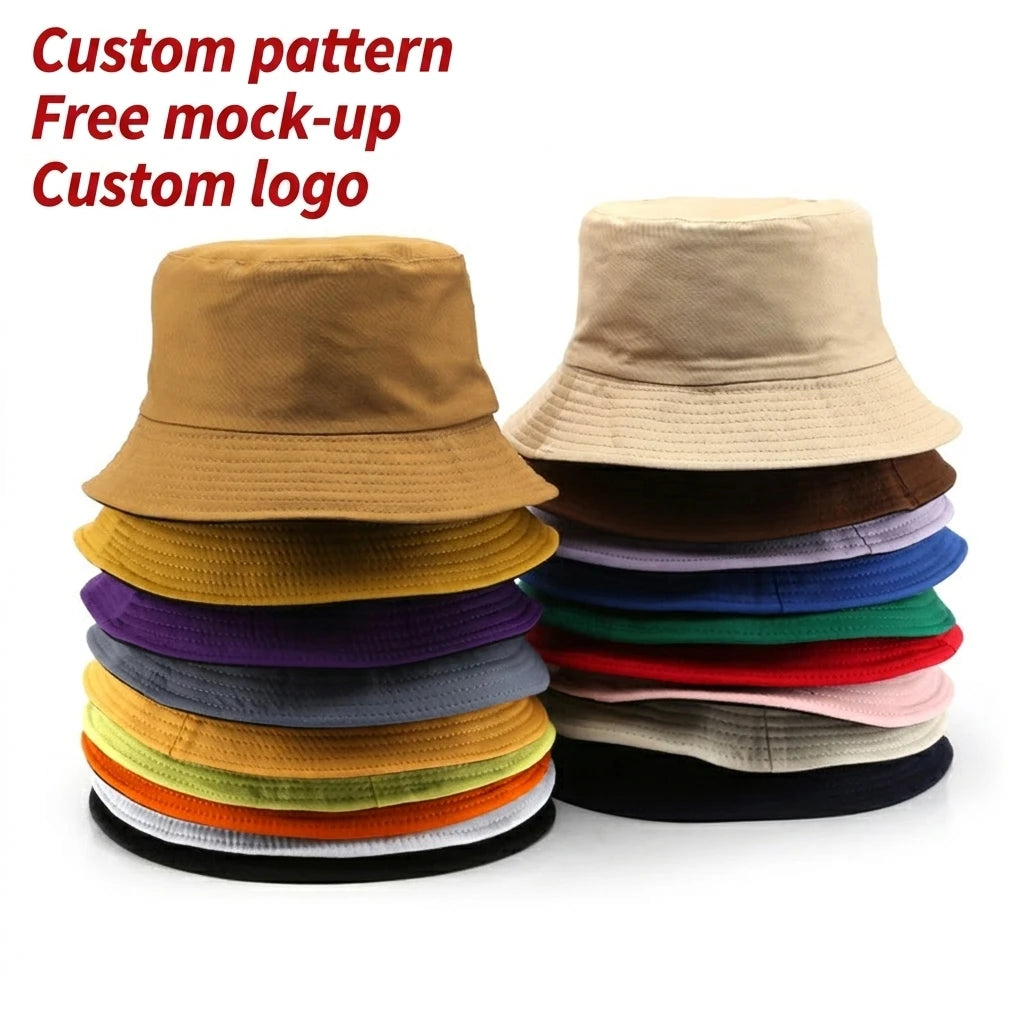 Travel Fisherman Casual 3D Embroidery Fashion Men Women Flat Top Wide Brim Reversible Summer Outdoor Beach Sunshade Bucket Hats