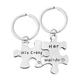 Style Stainless Steel Keychain Custom logo Puzzle Pendant Ornaments Enamel Lettering for Couples Valentine's Day Gift