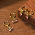 Europe Wholesale Cute Sweet Colored Zircon Hoop Earrings Elegant Cherry Shape Fruit CZ 925 Sterling Silver Earrings