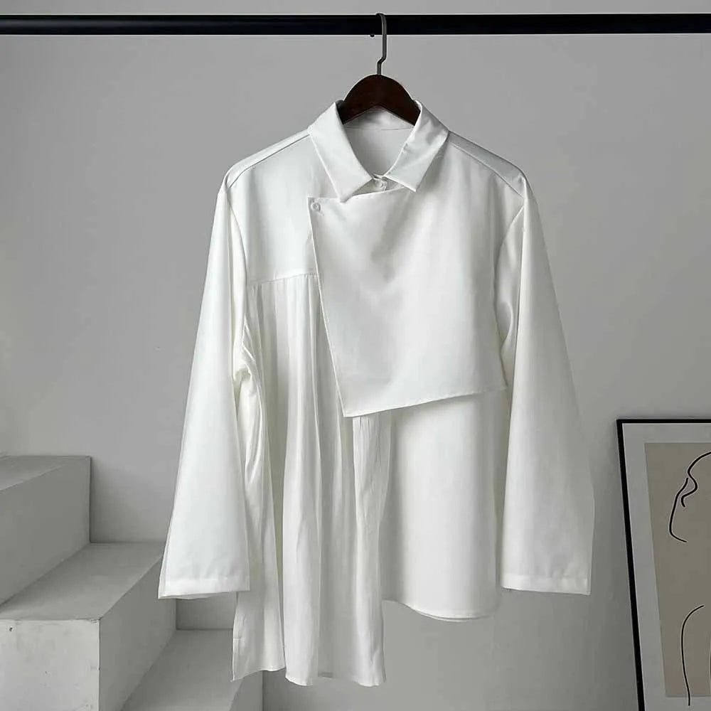 Wholesale 2026 Spring Pleated Patchwork Irregular Design New Loose Fitting Women's Shirts