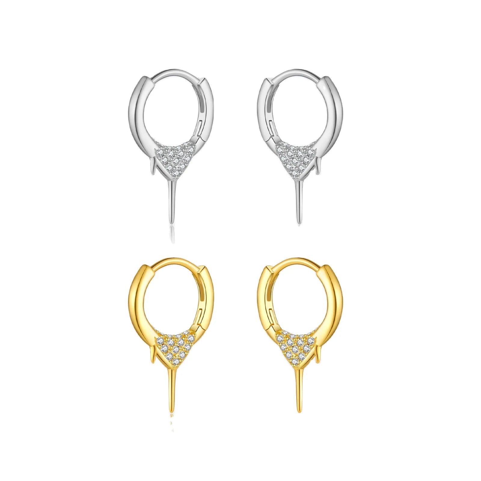 FUAMAY 925 Earring Spike Huggie Hoop Gold Plated Women's Jewelry Hypoallergenic Clip on Wholesale Huggies Earrings for Parties