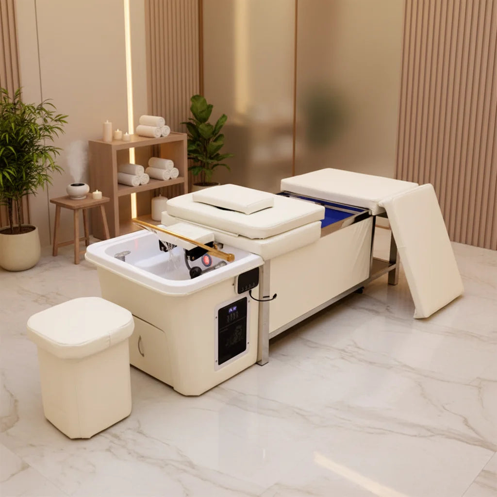 Modern 90L Water Tank  Thai Style Spa Head Water Therapy Beauty Hair Salon Stainless Shampoo Bed Storage Cabinet Shampoo Chair