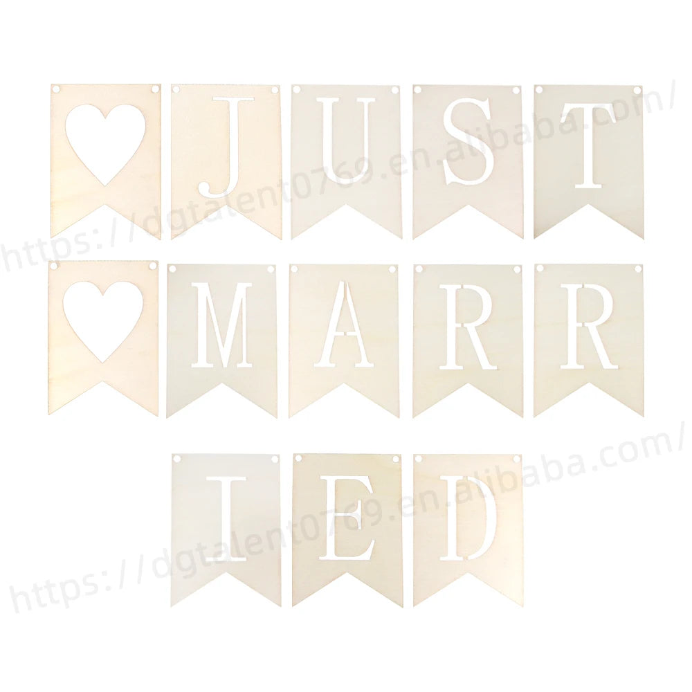 Tailai Wooden Engraved Art Craft Hanging Sign Garland Pennant Photo Booth Props Bridal Shower Wedding Engagement Car Party