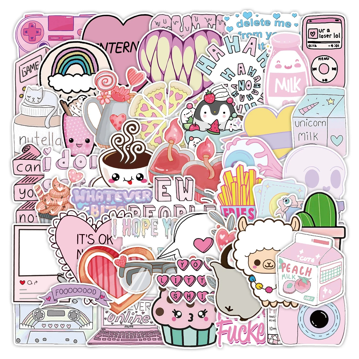 100 Pieces Waterproof Cartoon Decorative Stickers Eco-Friendly Wholesale Set for Laptop Guitar Luggage & Fridge