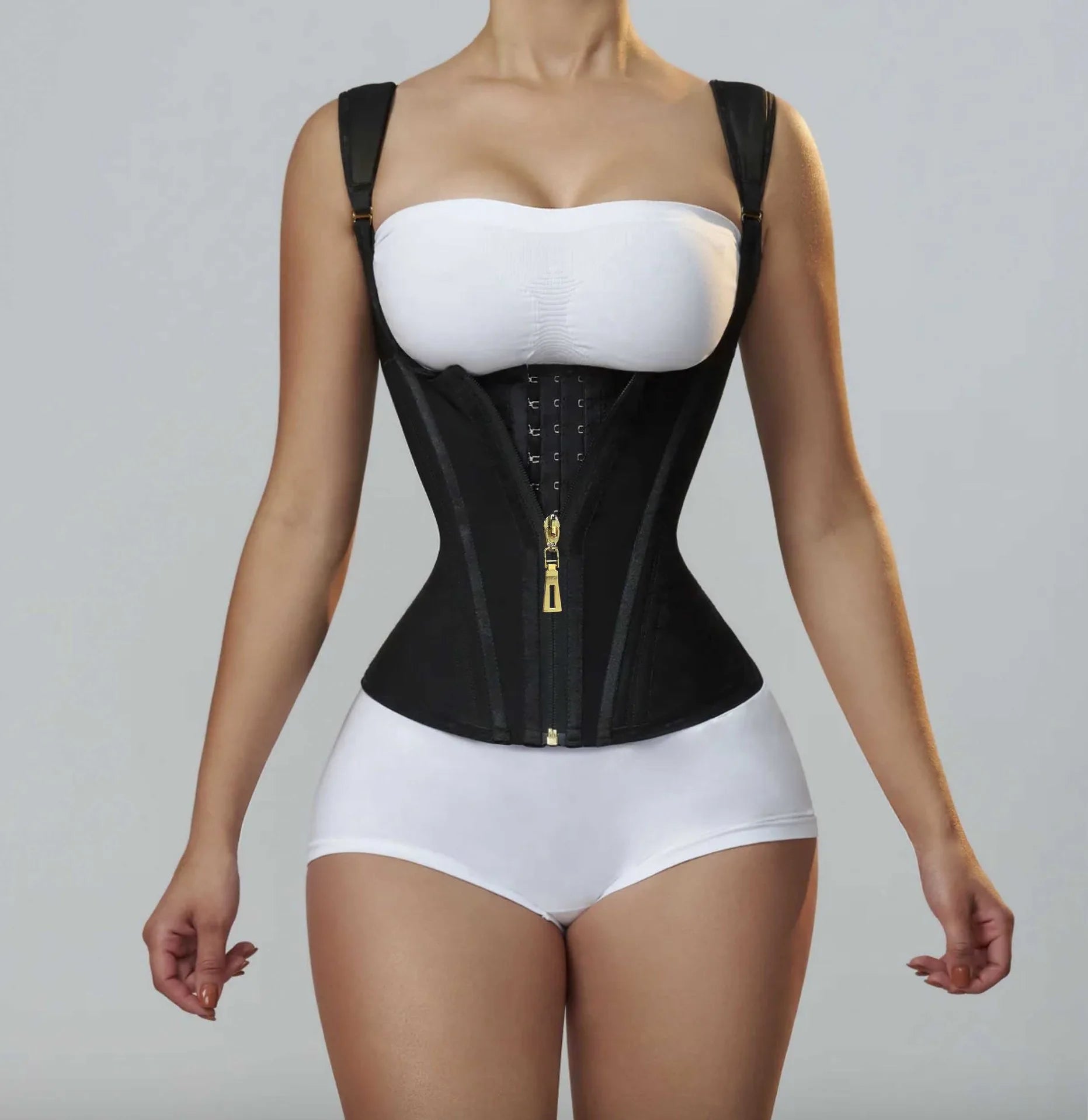 Top Colombian Girdles With Steel Bones Waist Trainer Vest With Zipper and Hook Adjustable Shoulder Strap Body Shaper Sculpting