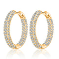 Fashion Women Jewelry 18K Gold Plated Waterproof Brass Sparkle Cubic Zirconia Hoop Earring