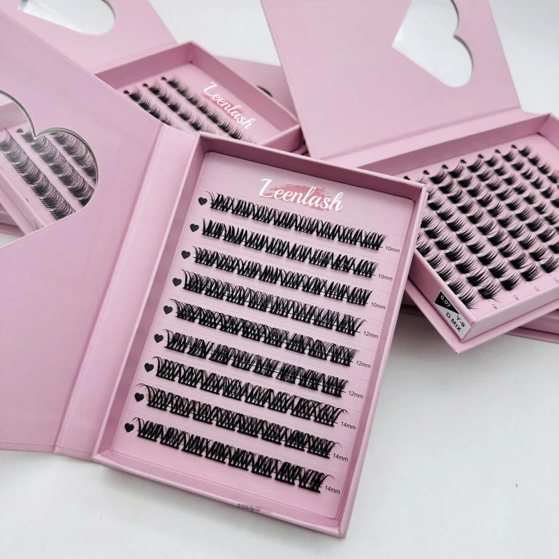 Wholesale Custom Logo Soft Individual Extensions Kit Fluffy Faux Mink Cluster Lashes Full Strip Eyelashes DIY Lash Extensions