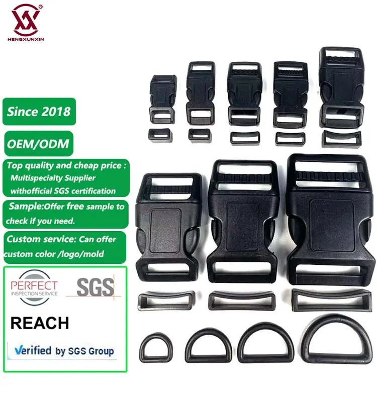Curved Contoured Plastic Colorful Side Release Buckle Clasps Backpack Webbing Paracord Bracelet Pets Collar Strap Made POM