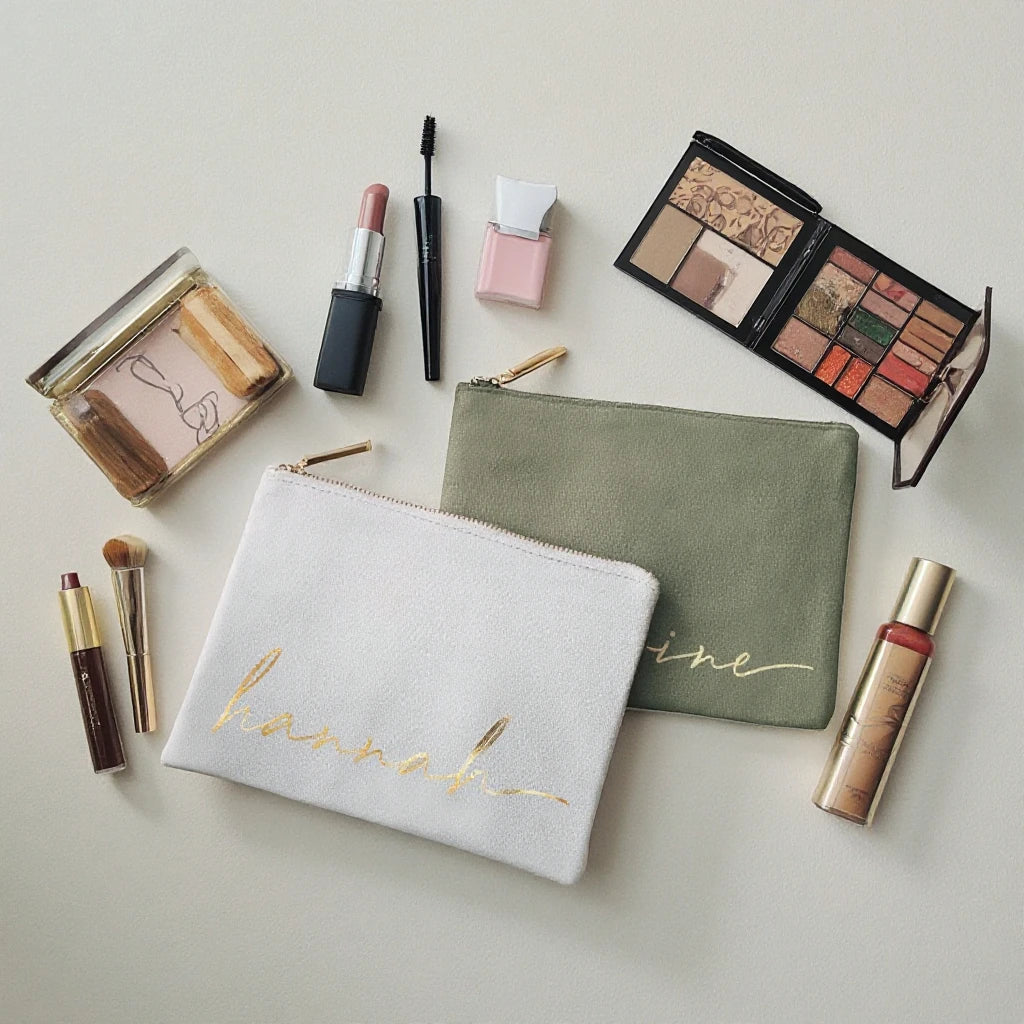 Custom Eco Friendly Cotton Make up Bags Zipper Pouch Make up Bags Plain Canvas Eyebrow Pencil Bag