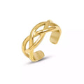 SC Simple Design Fashion 18K Gold Plated Women Cross Ring Stainless Steel Dainty Opening Cross Ring for Women