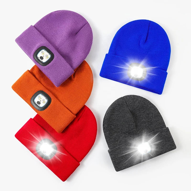 Europe and America Hot LED Lighting Knitted Beanie Charging Detachable and Washed Luminous Warm Hat Outdoor Unisex Adults Image