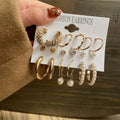 Hot Sale Popular Jewelry Set Geometric C Shape Hoop Earrings Pearl Acrylic Tassel Drop Earrings Set Gold Zinc Alloy ZG for Women