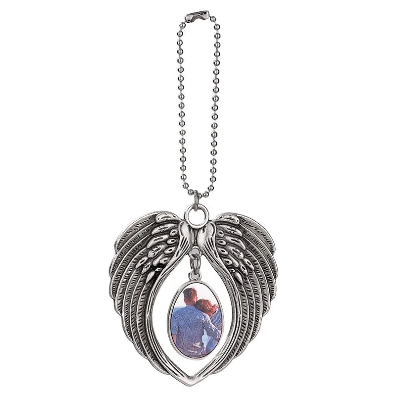 Car Decoration Sublimation Double-sided Metal Angel wings Car Hanging Ornament Pendant