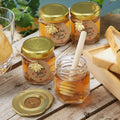 YOLOWE HOME 1.5 oz Hexagon Mini Glass Honey Jars with Wood Dipper Gold Lid & Bee Pendants for Baby Shower Wedding Party Favors