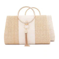 New Fashion Vintage Large Capacity Straw Handbag Tassel Woven Ladies Hand Bag Simple Crossbody Bag