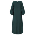 S-2XL Summer Plus Size Muslim Dress Solid Color Patch Stretch Dress Long Sleeve Crew Neck Robe Sashes Dress 30%
