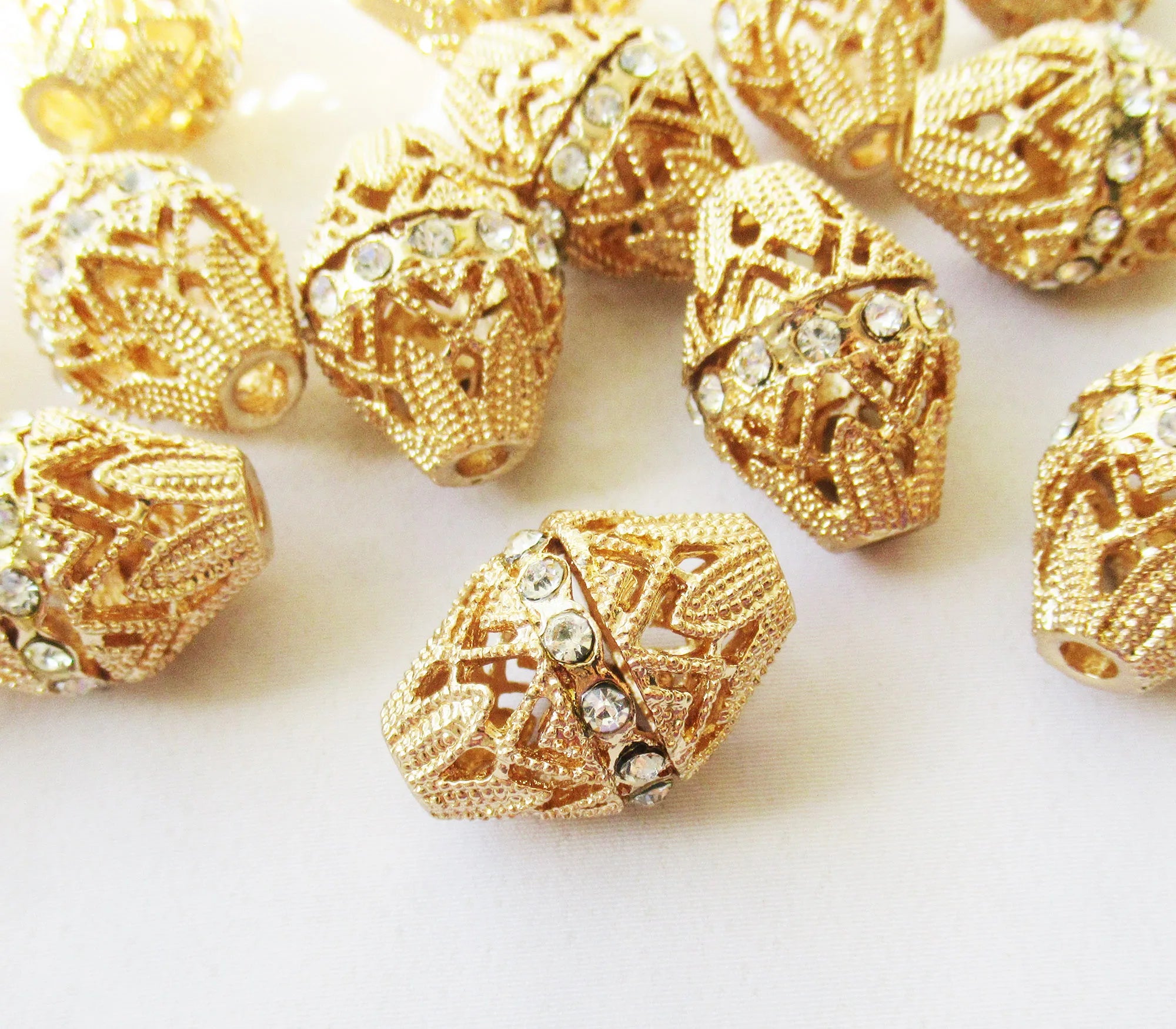 Olivary Filigree Beads in KC Gold Color 18x24mm Brass Spacer Bead for Jewelry Making