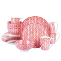 16 Pieces Ceramic Dinnerware Set Christmas Design Red Chinese Porcelain Dinning Ware Mugs Serves for 4 Persons