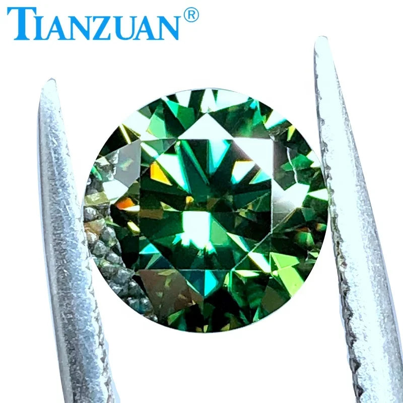 Cheapest Green Color Moissanite Round Shape Brilliant Cut Loose Gemstone for Jewelry