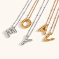 Dingran High Fashion Balloon Initial Letter Pendant Necklaces Gold Plated Stainless Steel Christmas Party Jewelry