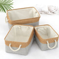 2026 Hot Linen Rectangular Storage Cubes Boxes Bins with Macrame Cord Handle Foldable Home Decorative Fabric Boxes
