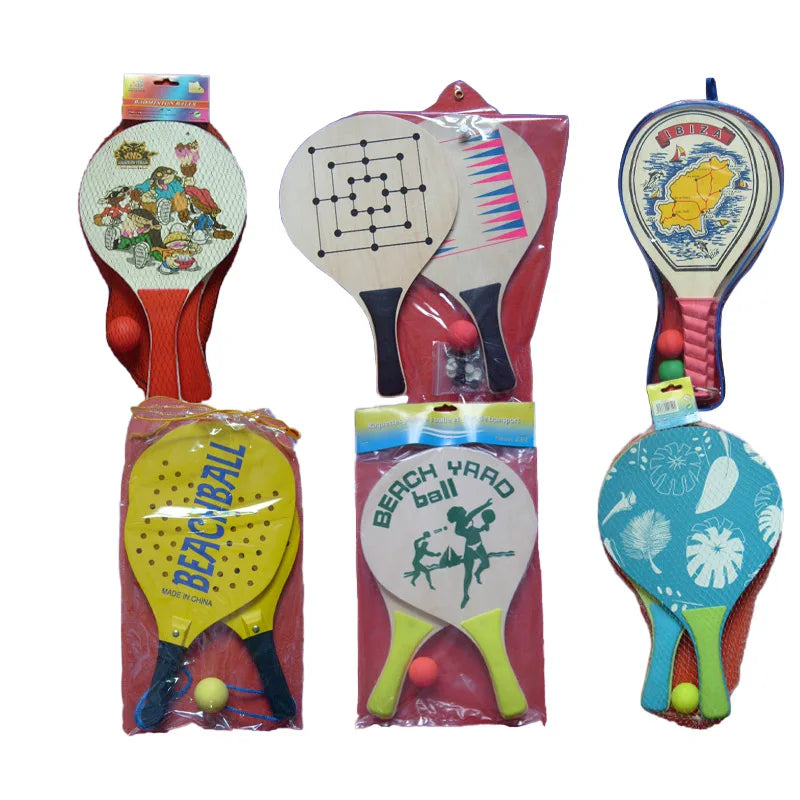 Wooden Custom logo Outdoor Board Chess Game Beach Tennis Rackets Printed Promotional Personalized Wood Beach Racket