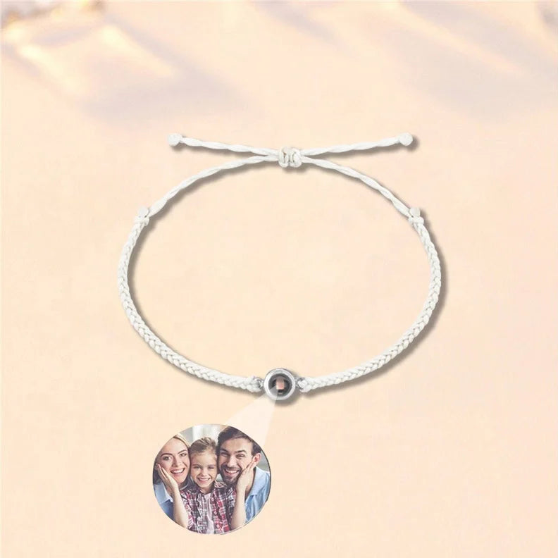 Personalized Photo Bracelet New Projection Bracelet 100 Languages Picture Text Circle Bracelet Anniversary Gifts for Women Men