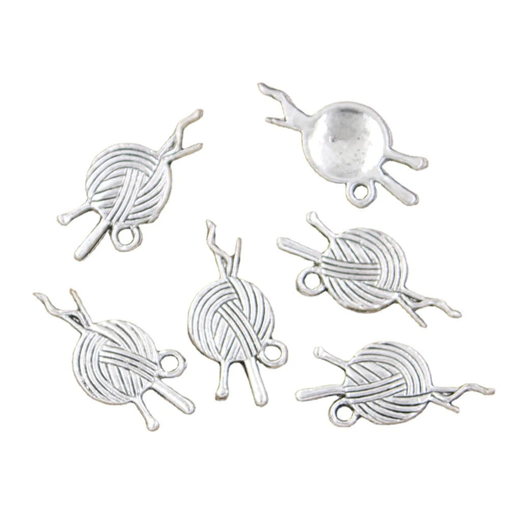 Charms Yarn Ball Knit Crochet 26x12mm Tibetan Silver Color Pendants Antique Jewelry Making DIY Handmade Craft