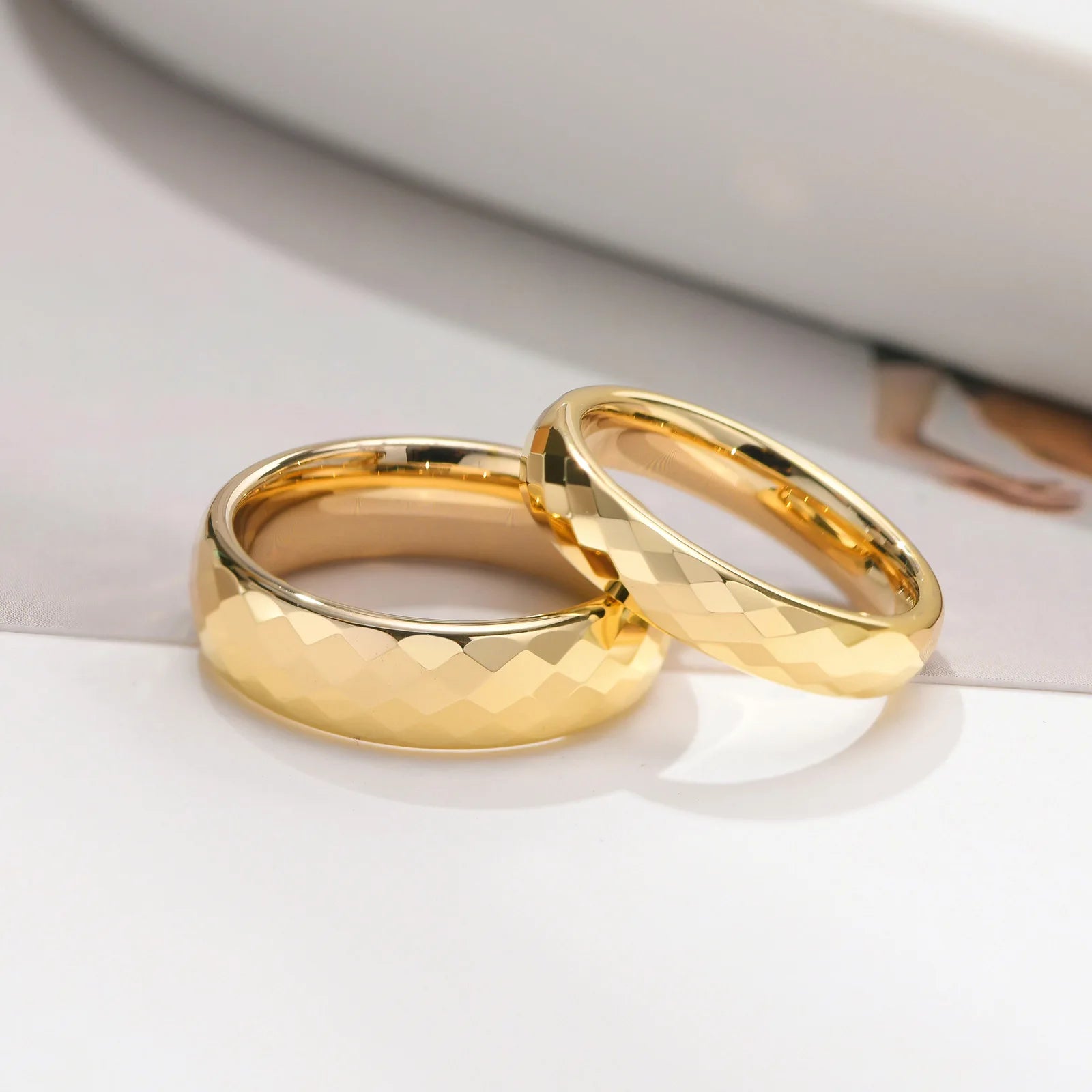 2mm 4mm 6mm 8mm Band Faceted Tungsten Carbide Wedding Couple Ring Set for Lover