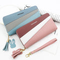 2025 New Large Capacity Long Zipper Wallet For Women With StrapThree-color Stitching PU Leather Phone Bag Card Holder Case