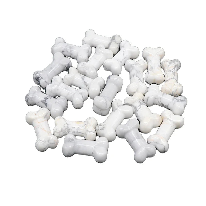 2026 Wholesale Natural Crystal Carvings Small Dog Bones Crafts Howlite Healing Stones