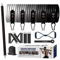 CHENGMO SPORTS 11PCS Resistance Bands Set with Workout Bar Pilates Bar Kit Exercise Elastic Bands with Handles and Door Anchor