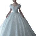S6542F Drop Shipping 2025 New Bride Princess Tail Tail High -level Texture Luxury Heavy Work Lace Women Wedding Dresses