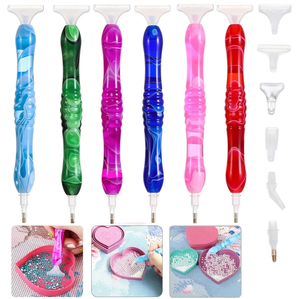 5D Resin Diamond Painting Pen Resin Point Drill Pens Cross Stitch Embroidery DIY Nail Art Tool Accessories Diamond Art Pen