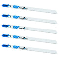 5-Piece T318BF 12TPI Industrial HSS Bi-Metal Jig Saw 132mm T Shank Fast Straight Cut Aluminium Nonferrous Metals Epoxy (OEM