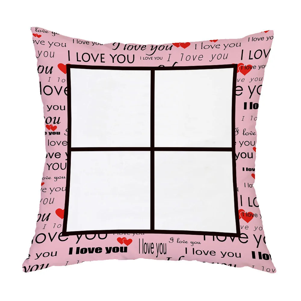 RubySub Home Hotel Square Woven Short Plush Sublimation Pillow Cases Eco-Friendly Non-Toxic Customizable I LOVE YOU Christmas