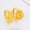 Factory Direct Sales Brass Gold-Plated Velvet Sand Rose Ring Four Flower Brass Gold-Plated Ring for Women