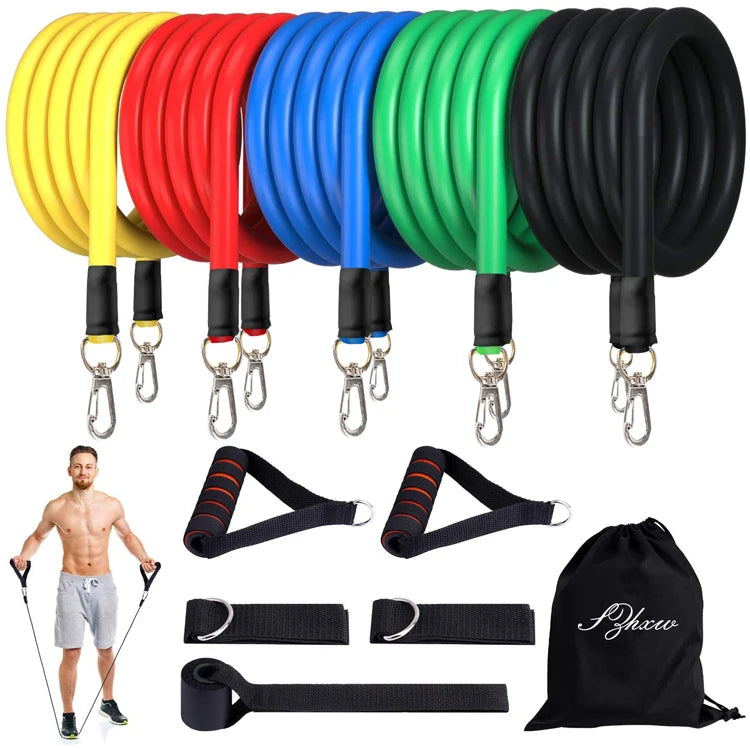 Resistance Bands Set Exercise Tube Gym Equipment Customized 11pcs Latex Resistance Tube with Foam Handle