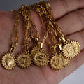Trendy Layered Gold Plated Round Alphabet A-Z Necklace Stainless Steel Paper Clip Chain Initial Letter Pendant Necklace