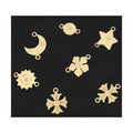 GP US CZ Zircon plum Flower Moon Sun Star Connector Pendants Charms 14k Gold Filled 2 Holes Permanent Jewelry Chains Wholesale