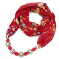 Autumn Collection Custom Logo Printed Multifunctional Western Clothing Long Square Muslim Scarf Beads Wholesale