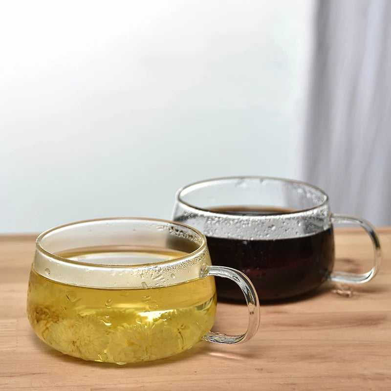 Promotion Handmade Simple Borosilicate Glass Tumbler 200ml Capacity Coffee Milk Tea Mug Handle Modern Design Drinkware